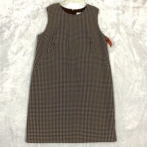 Isaac Mizrahi Target Sheath Dress Womens 16 Brown White Polka Dot Sleeveless NWT